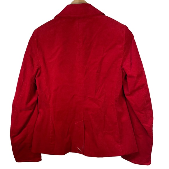 Talbots Red Corduroy Blazer Jacket NWT Size 2 Gold-Tone Buttons Horsebit Details - Picture 2 of 5